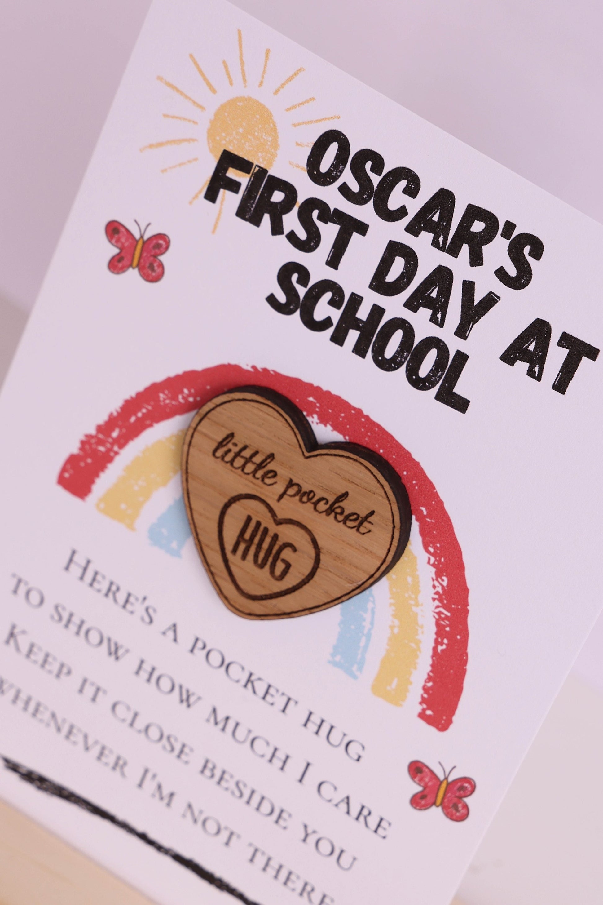 Personalised First Day At School Pocket Hug